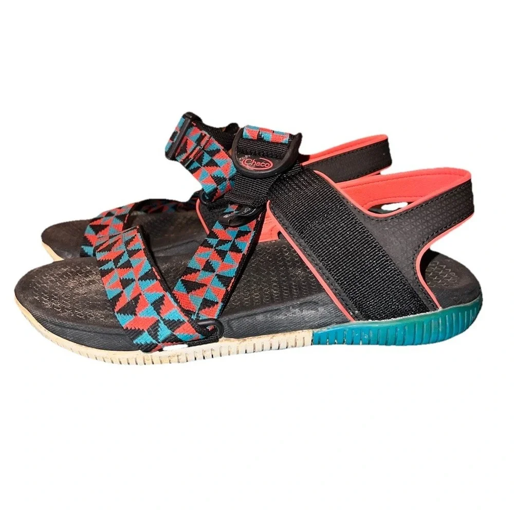 Chaco Women's Size 7 Confluence Sandals Multi Teal Orange Hiking Sport Strappy - Picture 3 of 10